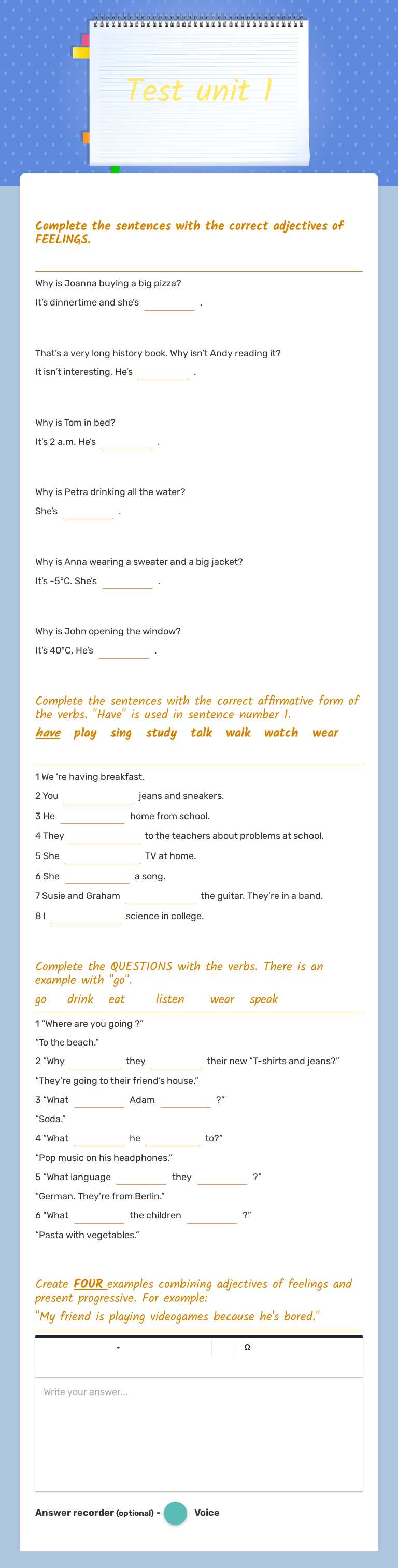 Test unit 1 Grade 7 worksheet preview