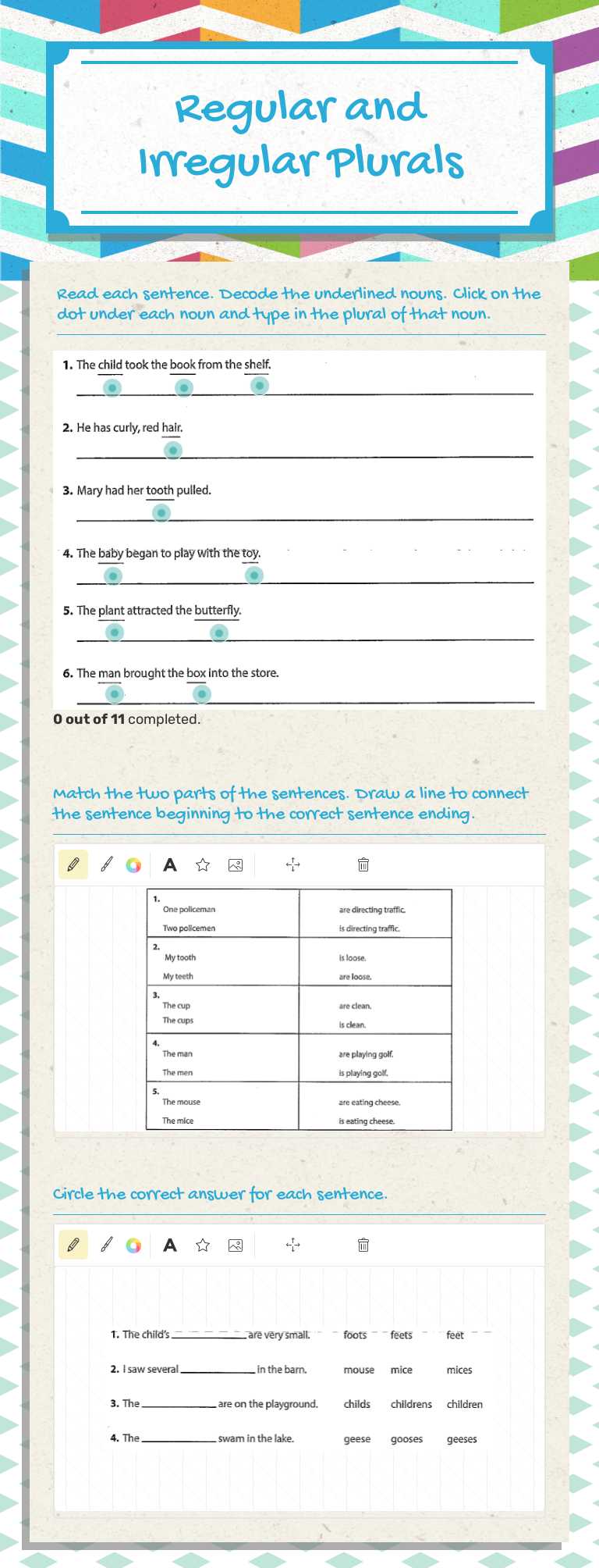Regular and Irregular Plurals Grade 4 worksheet preview