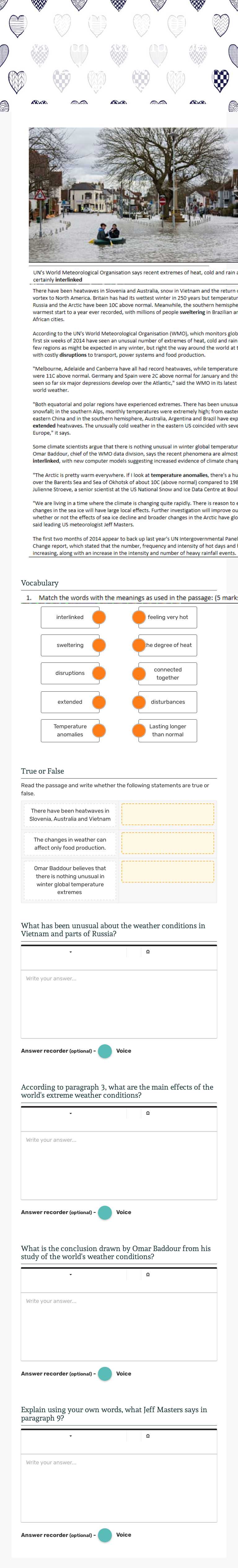 World begins 2014 with unusual number of extreme weather events worksheet preview image