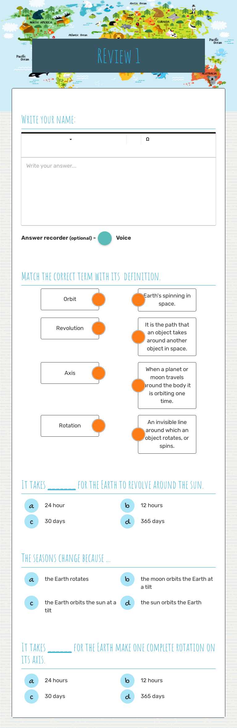 REview 1 worksheet preview image