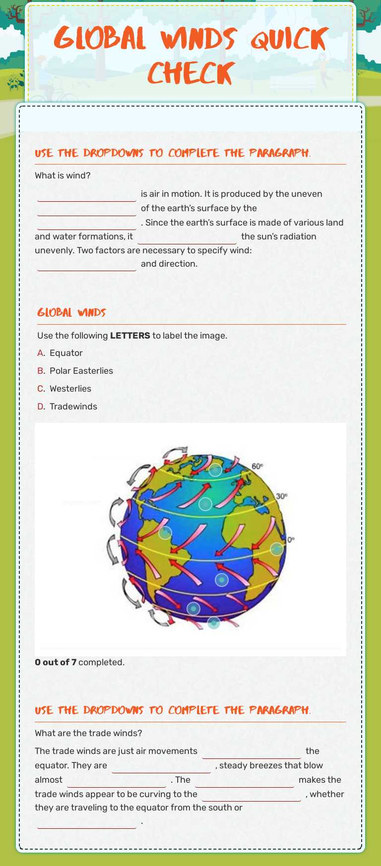 Global Winds Quick Check worksheet preview image