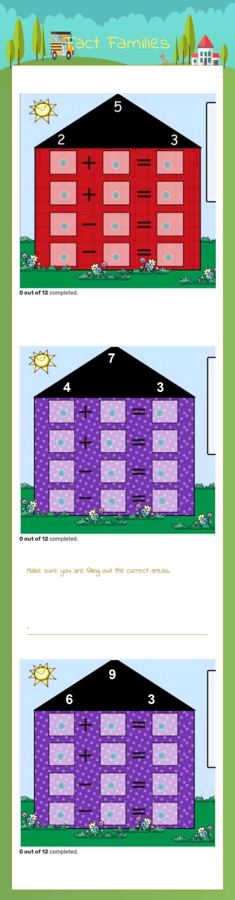 Fact Families worksheet preview image