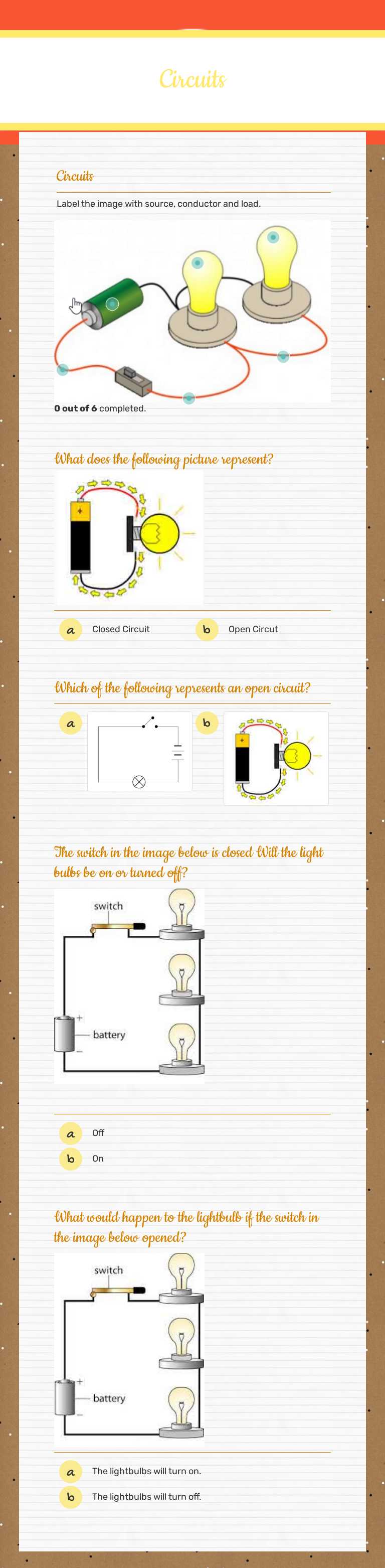 Circuits worksheet preview image