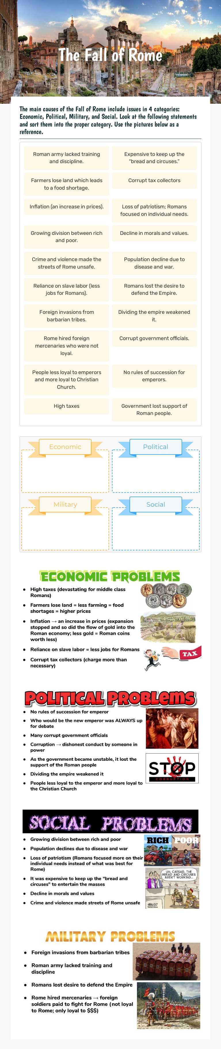 The Fall of Rome worksheet preview image