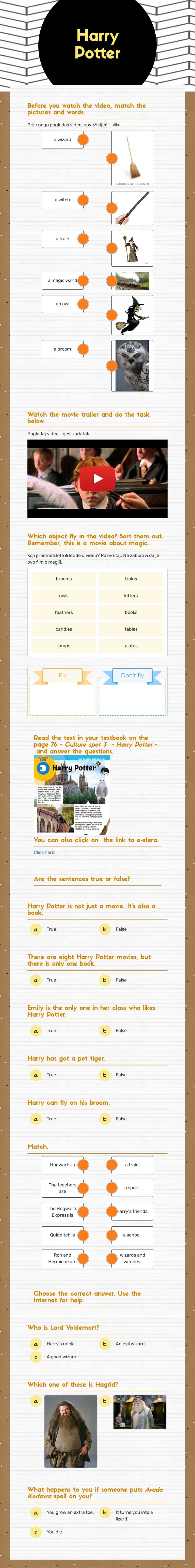 Harry Potter Grade 5 worksheet preview
