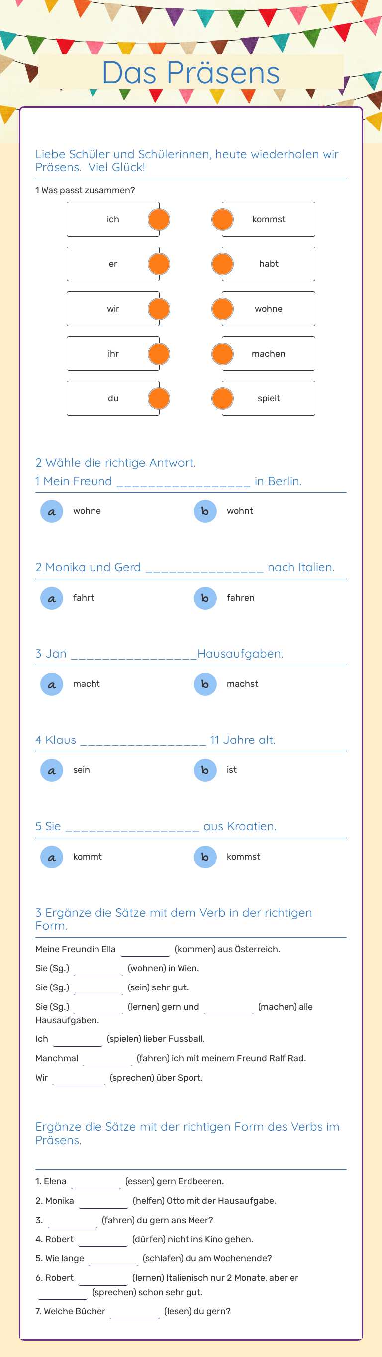 Das Präsens worksheet preview image