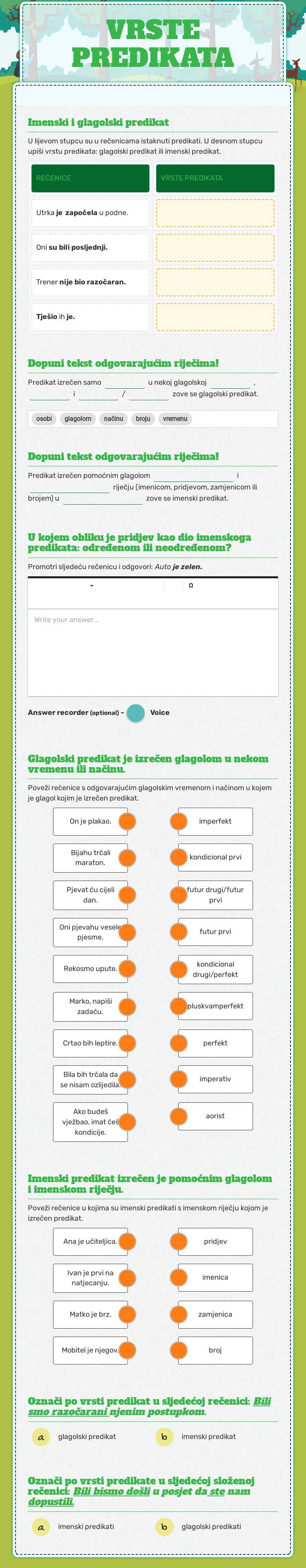 VRSTE PREDIKATA worksheet preview image