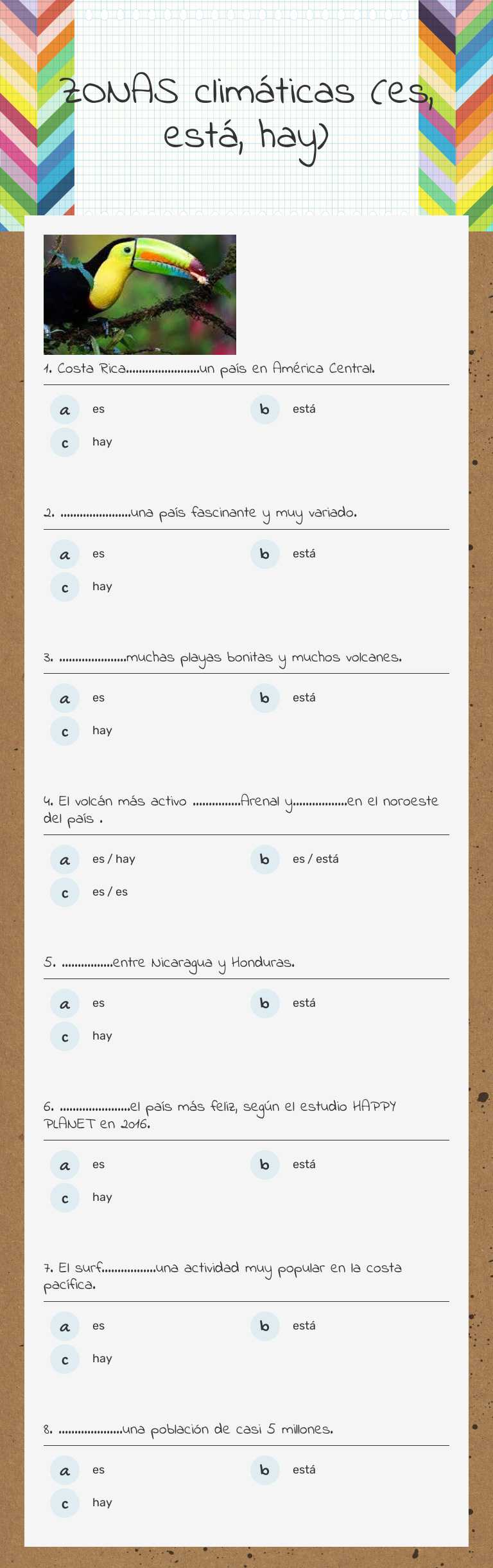 ZONAS climáticas (es, está, hay) worksheet preview image