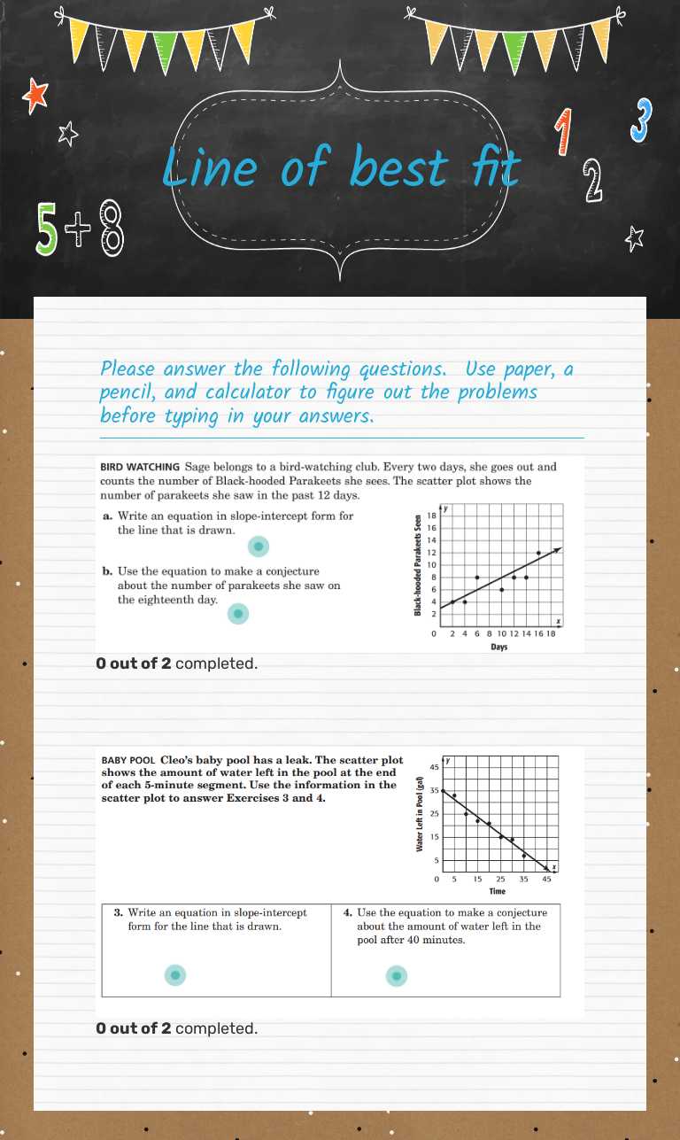 Line of best fit worksheet preview image