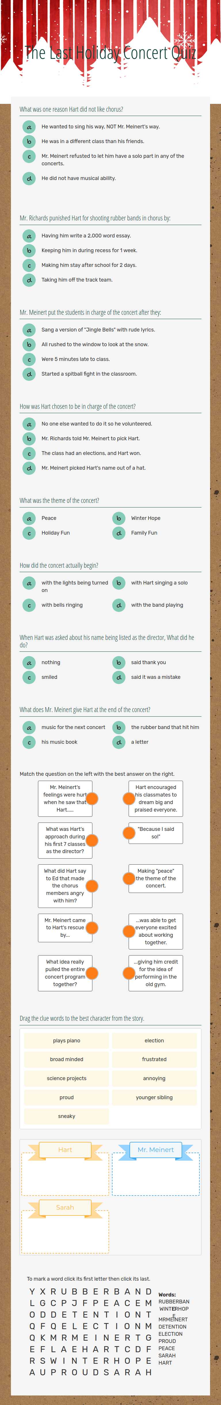 The Last Holiday Concert Quiz worksheet preview image