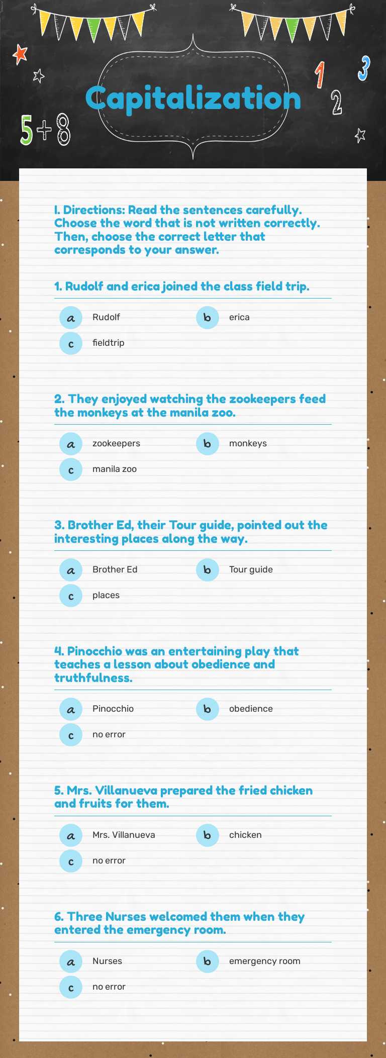 Capitalization Grade 3 worksheet preview