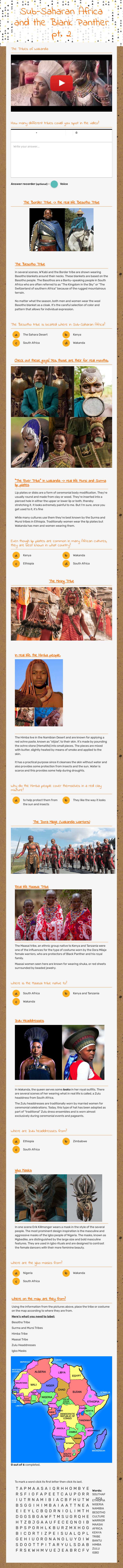 Sub-Saharan Africa and the Blank Panther pt. 2 worksheet preview image