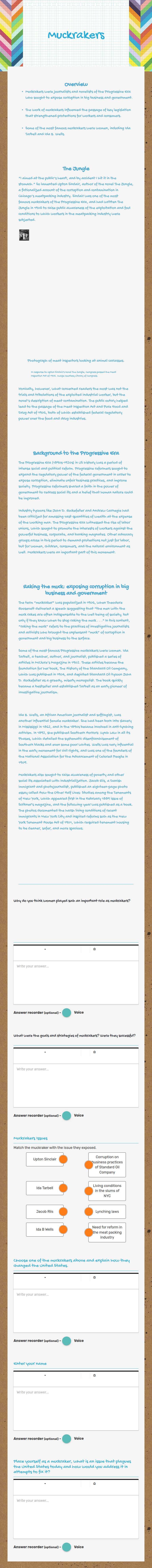 Muckrakers worksheet preview image