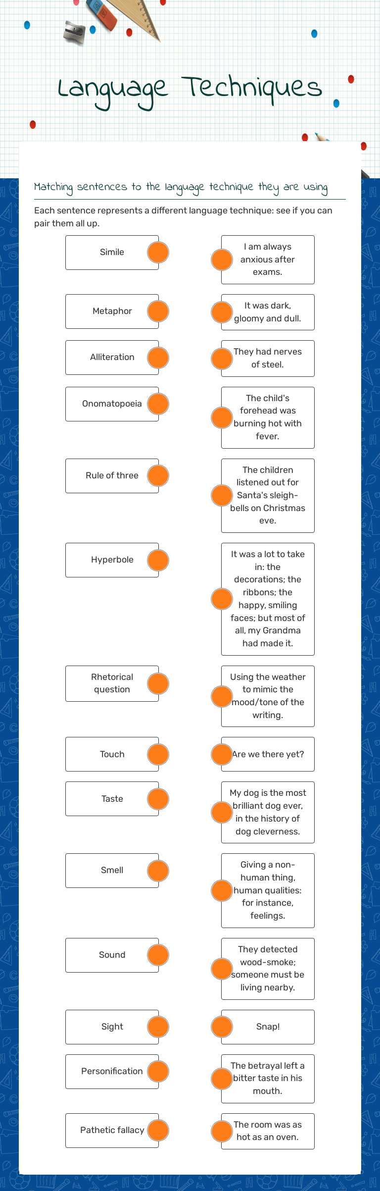 Language Techniques worksheet preview image