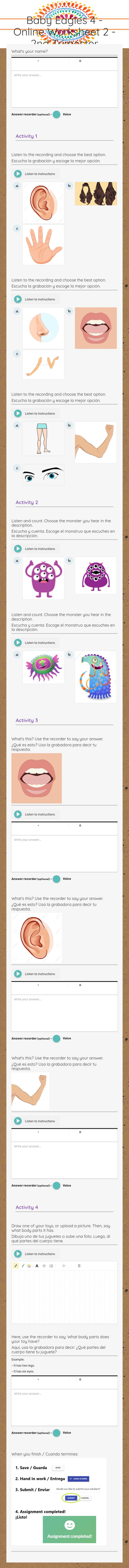 Baby Eagles 4 - Online Worksheet 2 - 2nd Trimester worksheet preview image