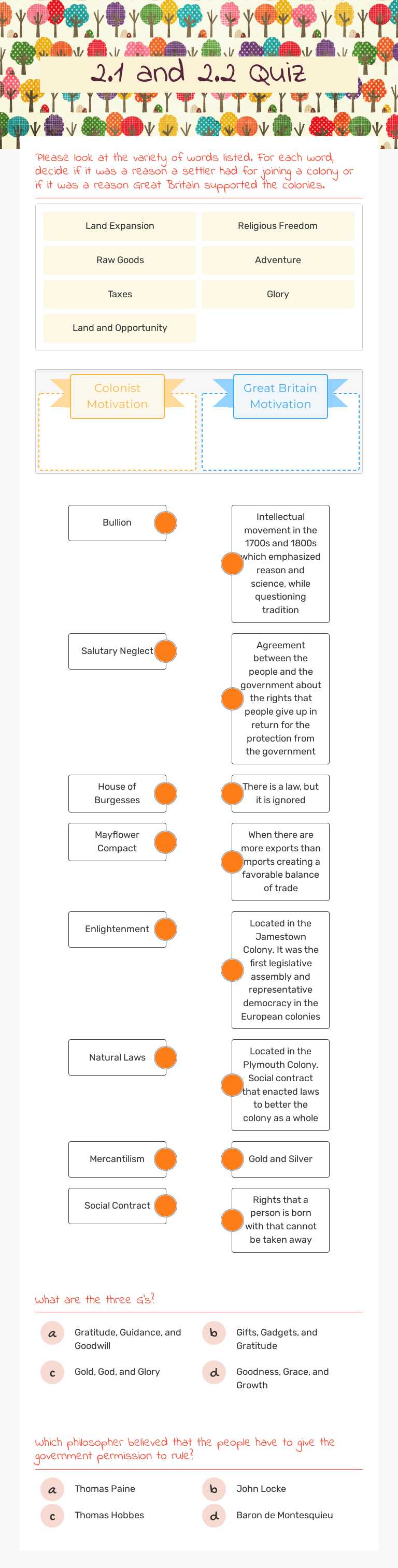 2.1 and 2.2 Quiz worksheet preview image