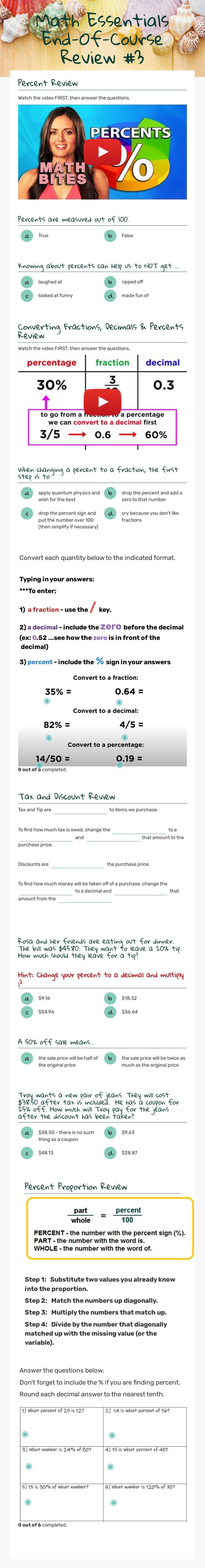 Math Essentials End-Of-Course Review #3 worksheet preview image