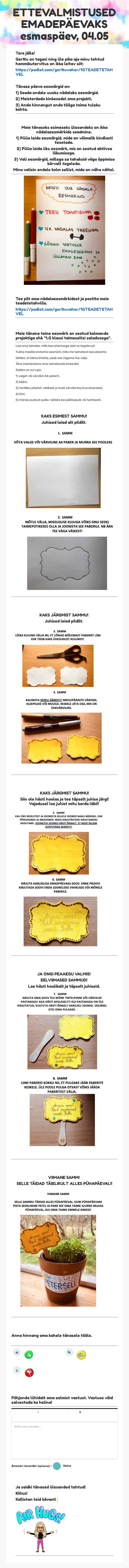 ETTEVALMISTUSED EMADEPÄEVAKS 
esmaspäev, 04.05 worksheet preview image