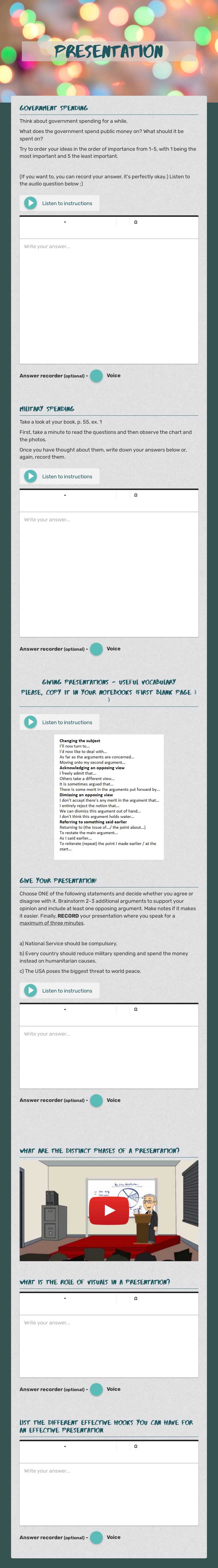 Presentation worksheet preview image