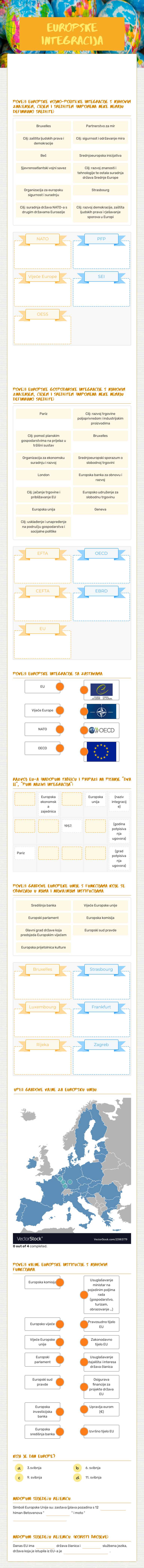 Europske integracija worksheet preview image