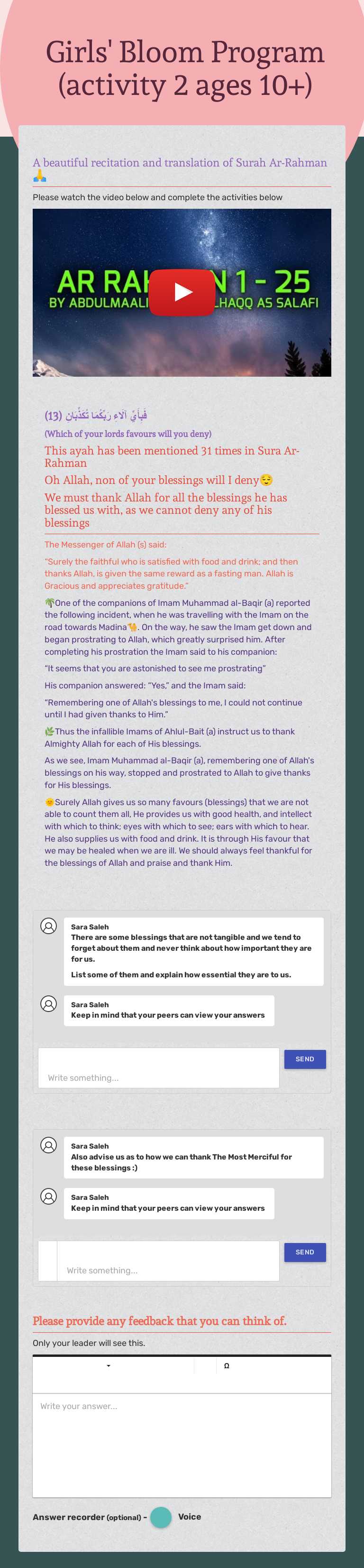 Girls' Bloom Program 
(activity 2 ages 10+) worksheet preview image