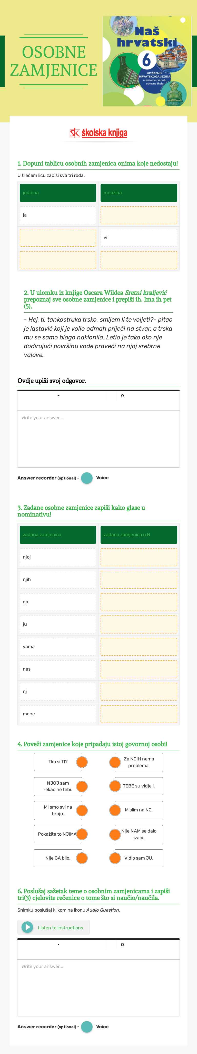 OSOBNE ZAMJENICE worksheet preview image