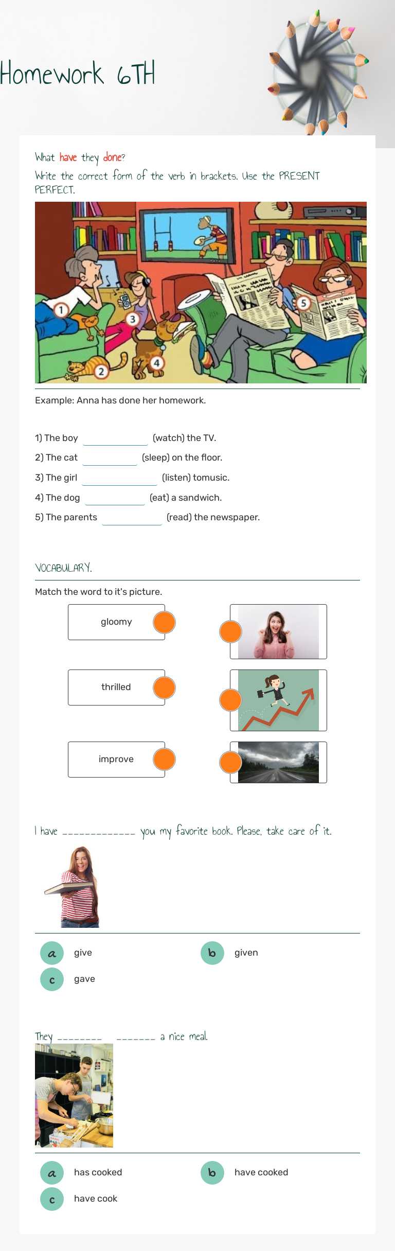 Homework 6TH worksheet preview image