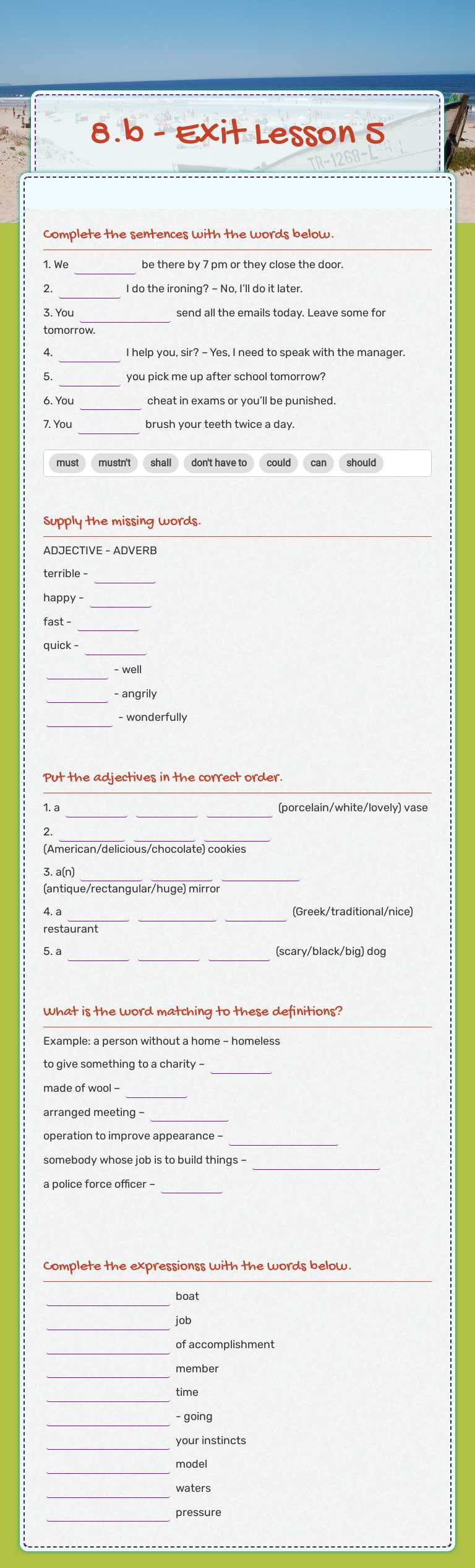 8.b - Exit Lesson 5 worksheet preview image