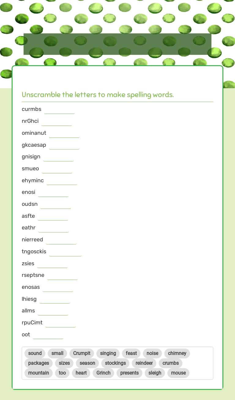 The Grinch-Unscramble worksheet preview image