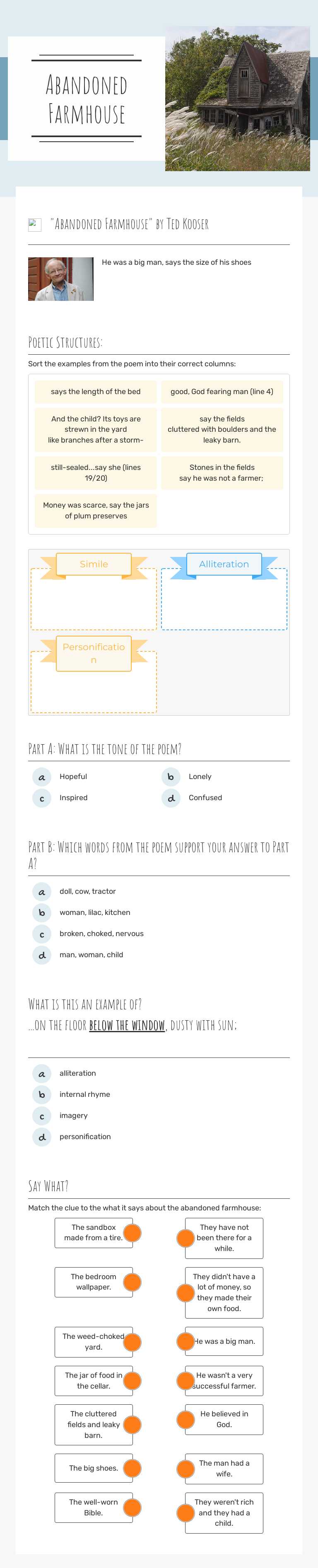 Abandoned Farmhouse worksheet preview image