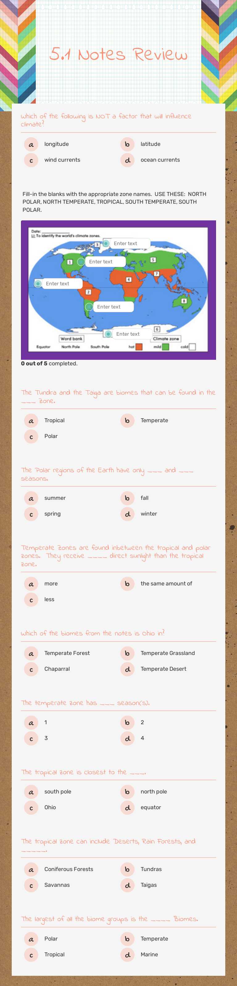 5.1 Notes Review Grade 6 worksheet preview