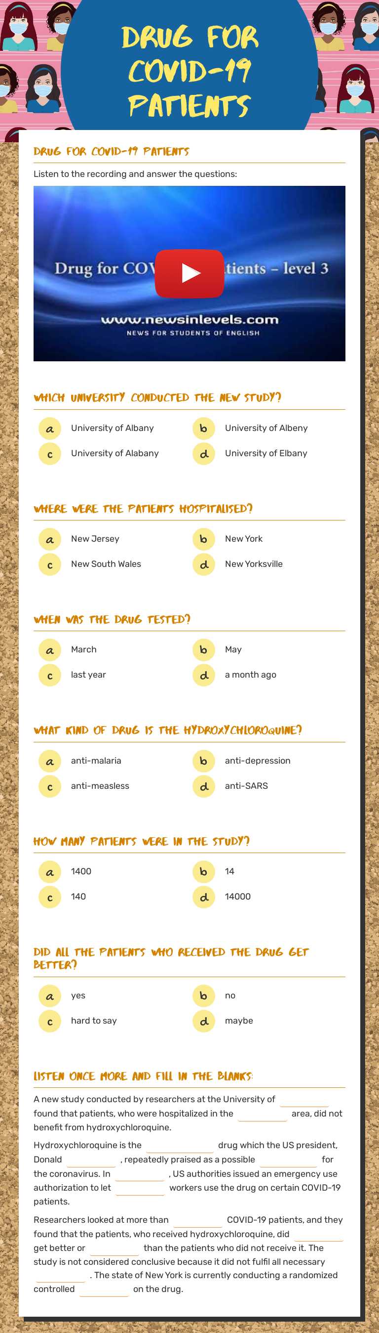 Drug for COVID-19 Patients worksheet preview image