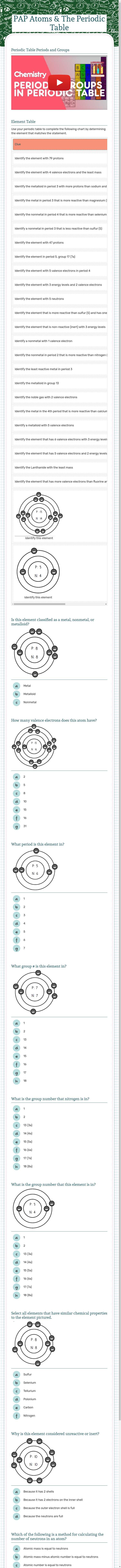 PAP Atoms & The Periodic Table worksheet preview image