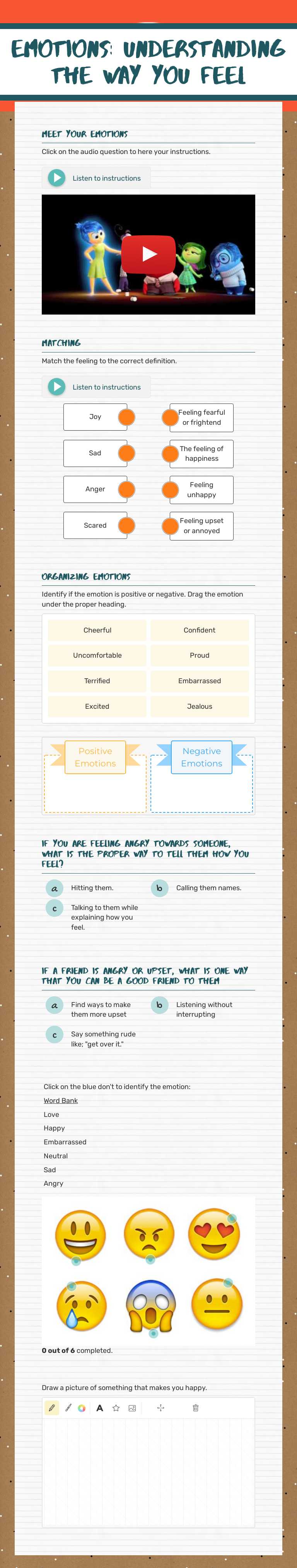 Emotions:
Understanding the way you feel Other worksheet preview