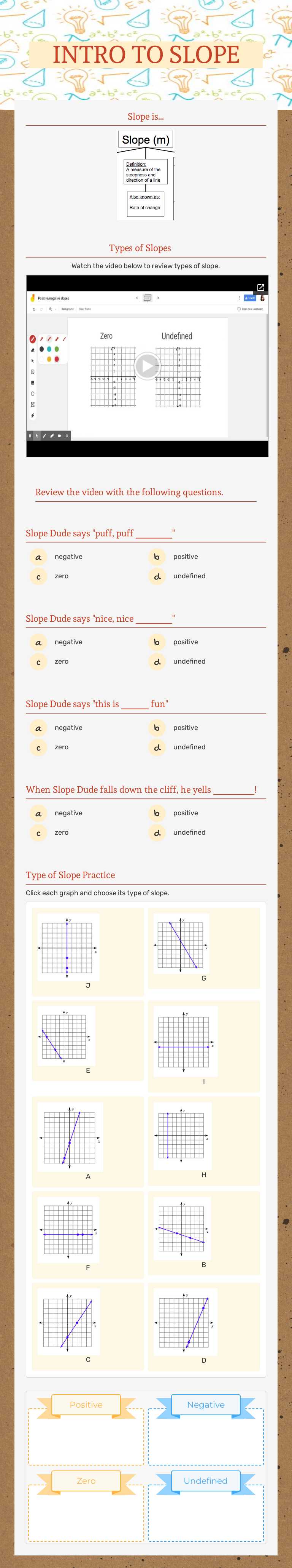 INTRO TO SLOPE worksheet preview image