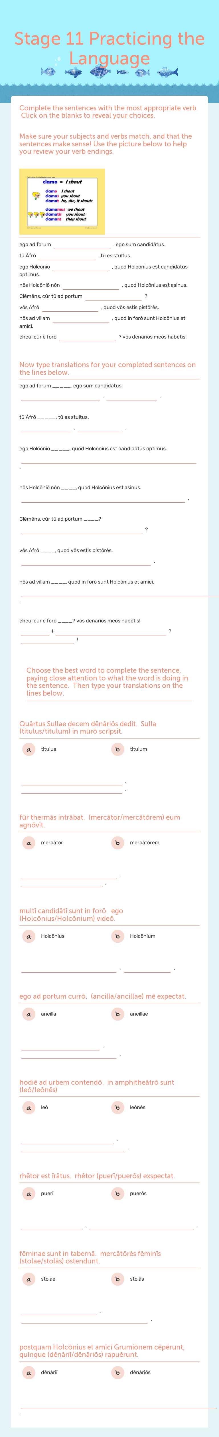 Stage 11 Practicing the Language worksheet preview image