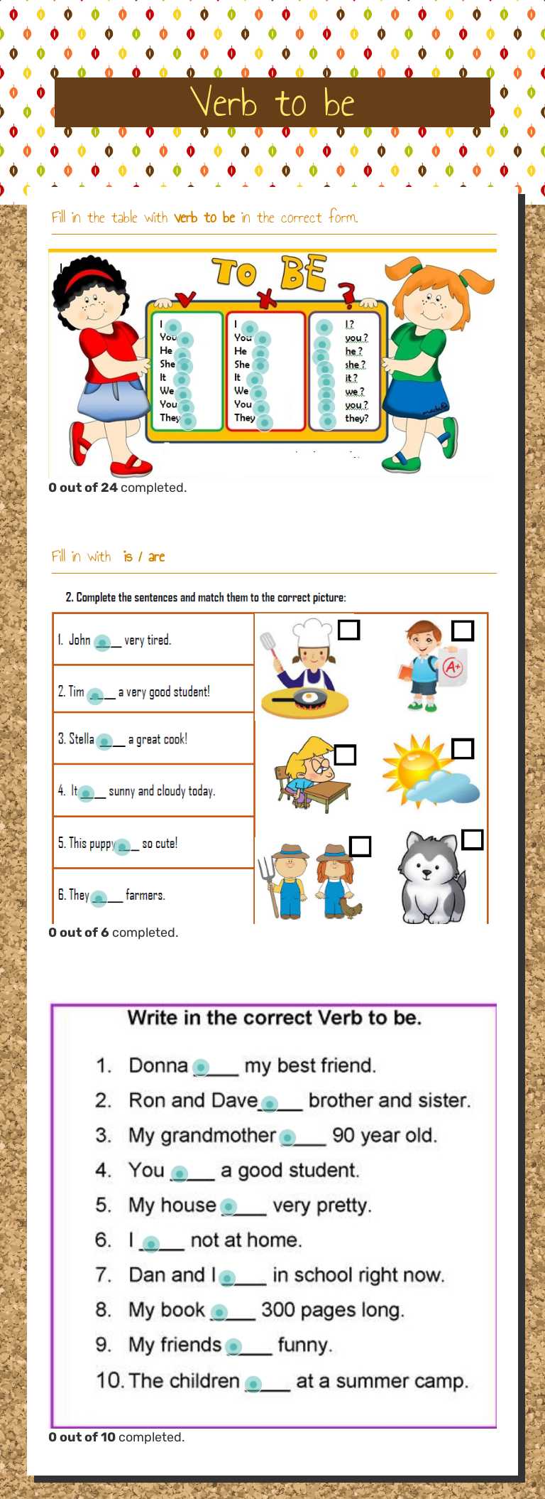 Verb to be worksheet preview