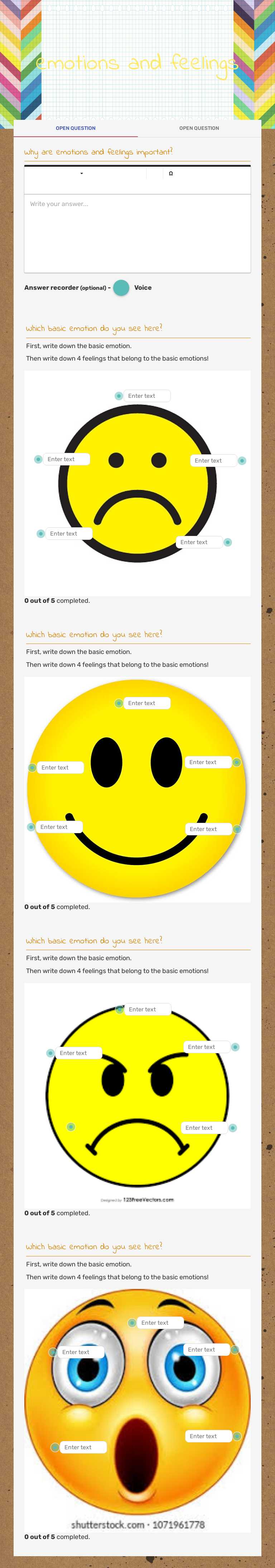 emotions and feelings worksheet preview image