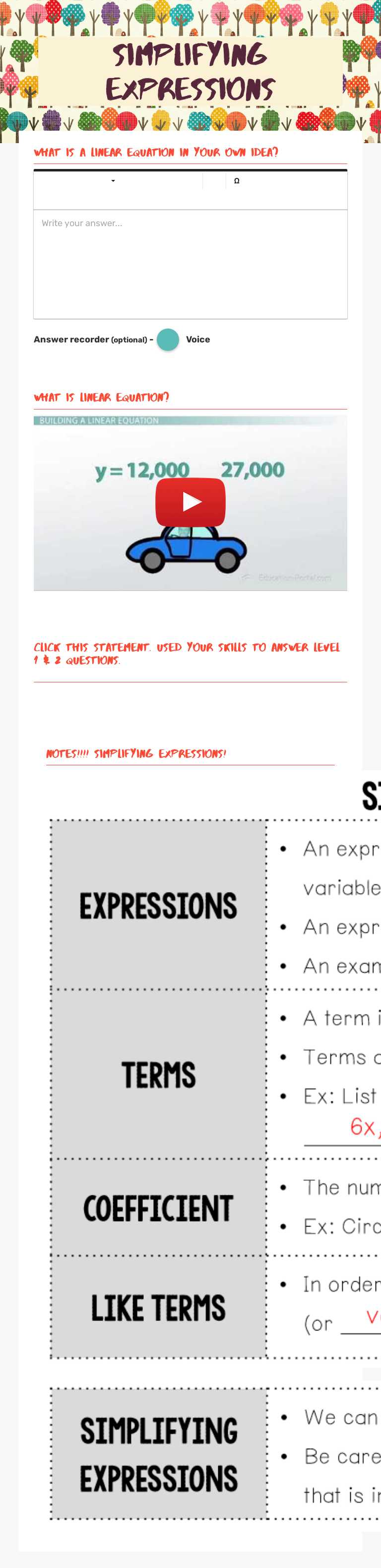 simplifying expressions by Anna Merquita | Interactive Worksheet | Wizer.me