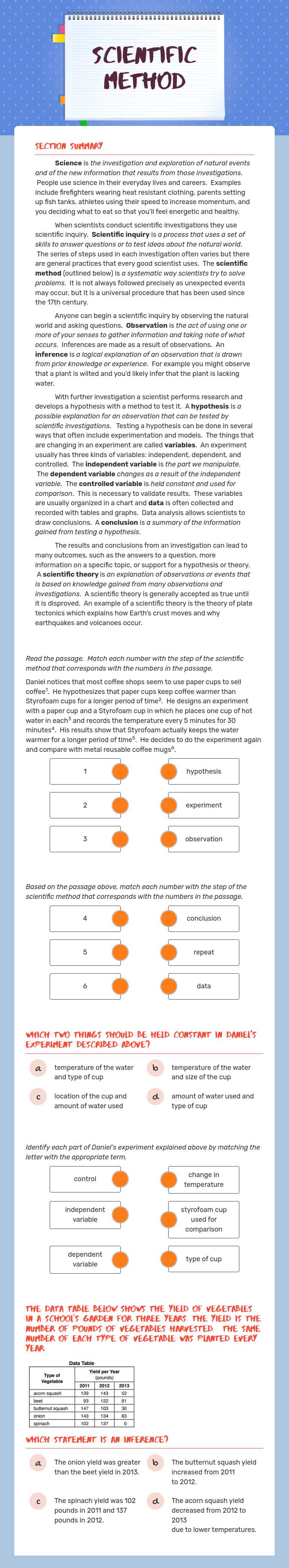 Scientific Method Grade 6 worksheet preview