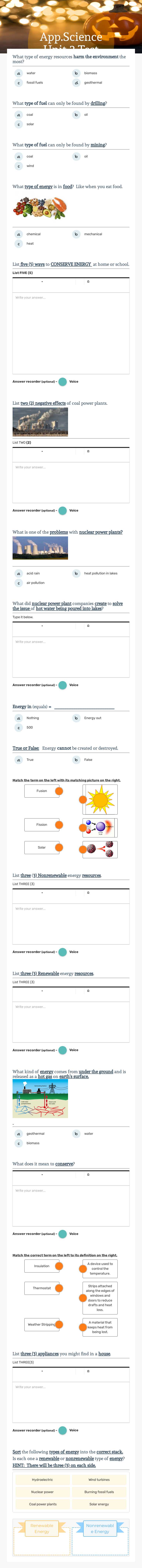 App.Science 
Unit 2 Test worksheet preview