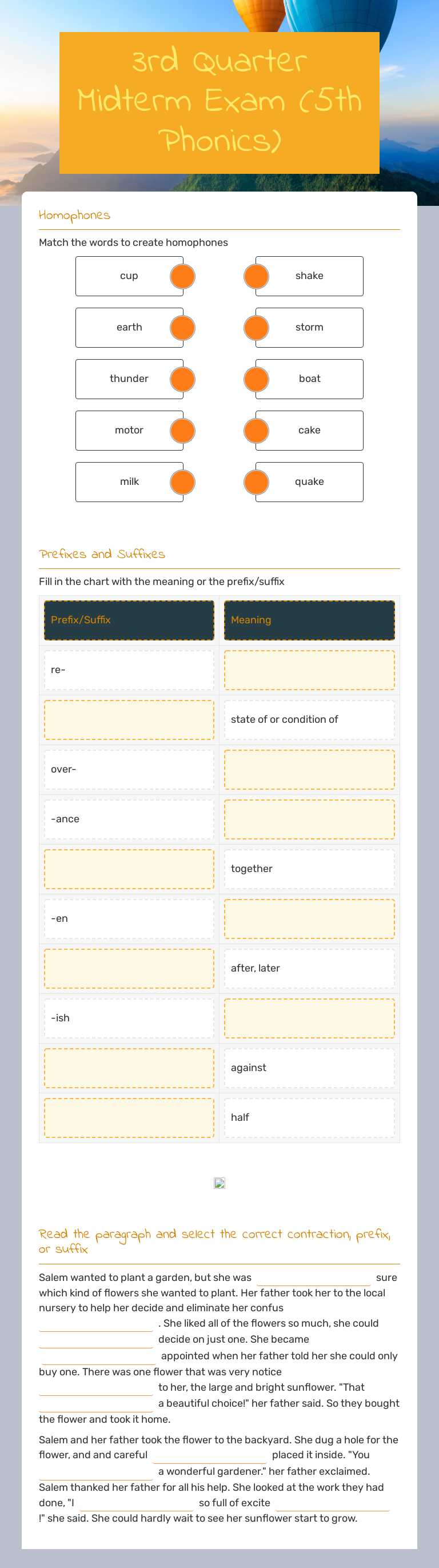 3rd Quarter Midterm Exam (5th Phonics) Grade 5 worksheet preview