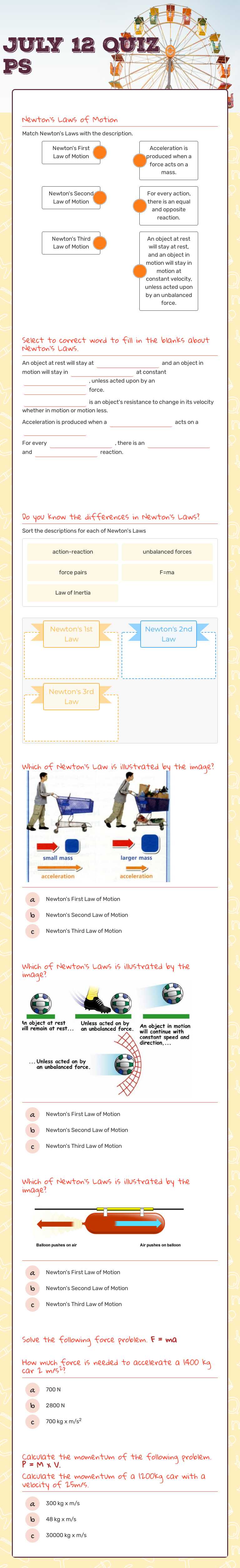 July 12 Quiz PS worksheet preview image