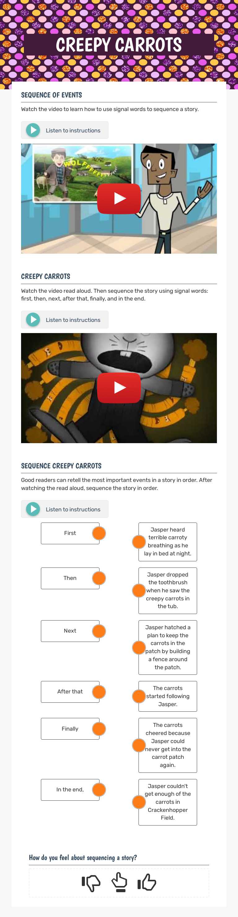 CREEPY CARROTS Grade 3 worksheet preview