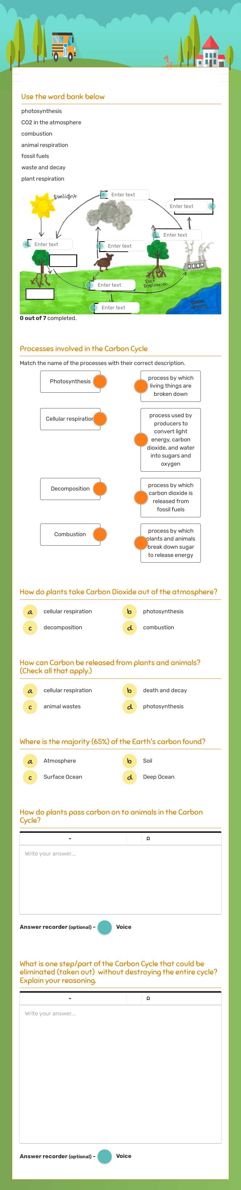 Carbon Cycle worksheet preview image
