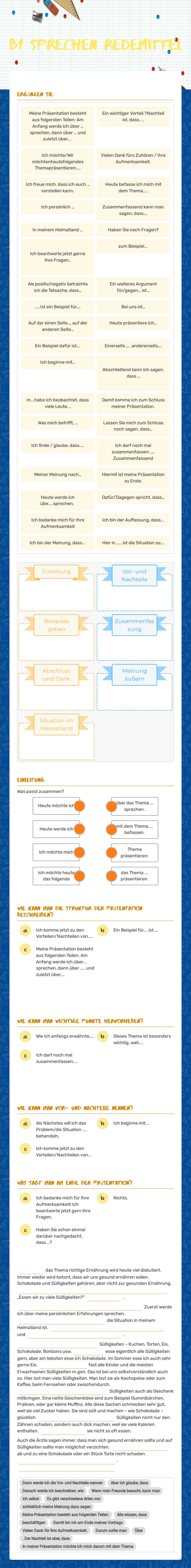 B1 sprechen redemittel Other worksheet preview