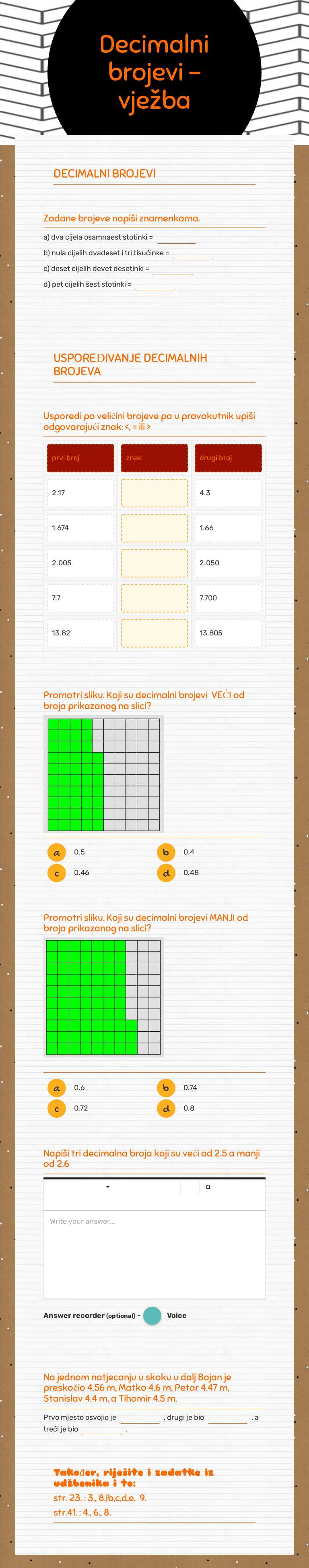 Decimalni brojevi - vježba Grade 6 worksheet preview