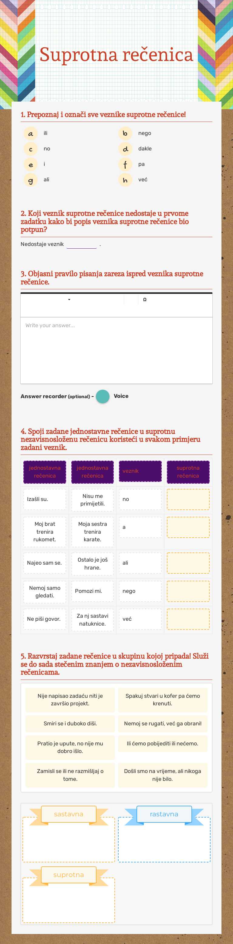 Suprotna rečenica worksheet preview image