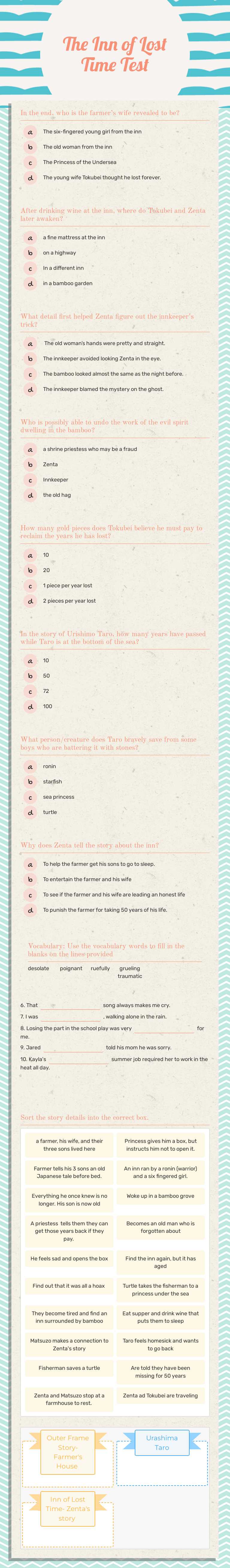 The Inn of Lost Time Test worksheet preview image