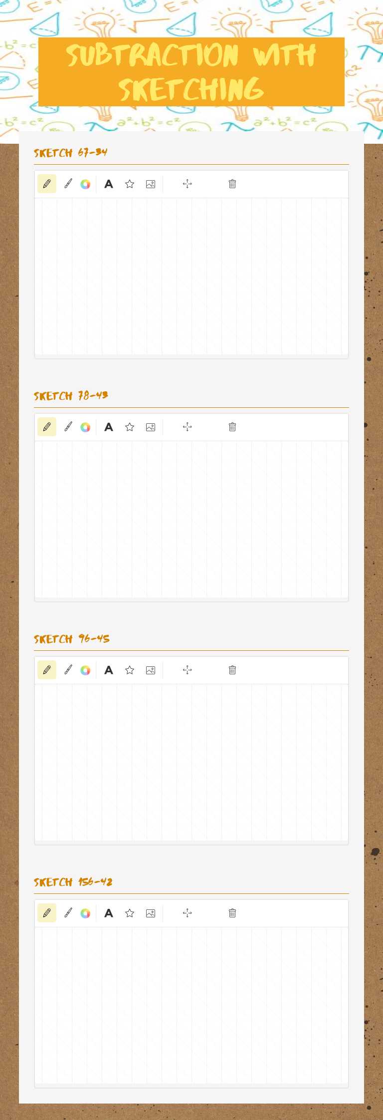 Subtraction with sketching Grade 2 worksheet preview